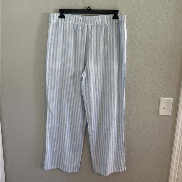 Blue and White linen blend Striped Pants - Picture 6 of 8